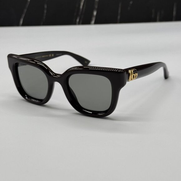NEW GG1828S 004 GUCCI SHINY SOLID BROWN WOMEN GUCCI SUNGLASSES main image 10